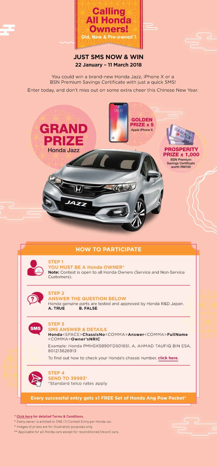 sms and win Honda Jazz contest